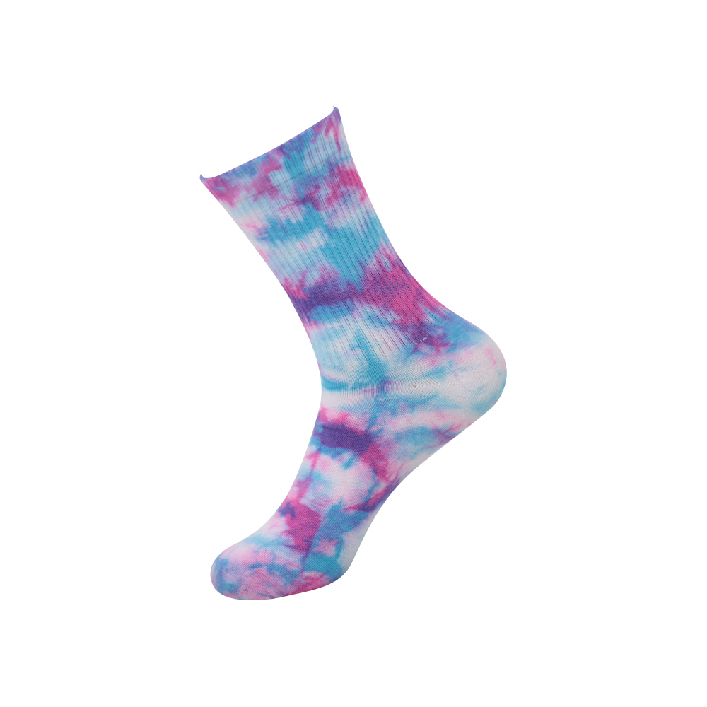 Halfhoge katoenen tie-dye sokken met ronde neus