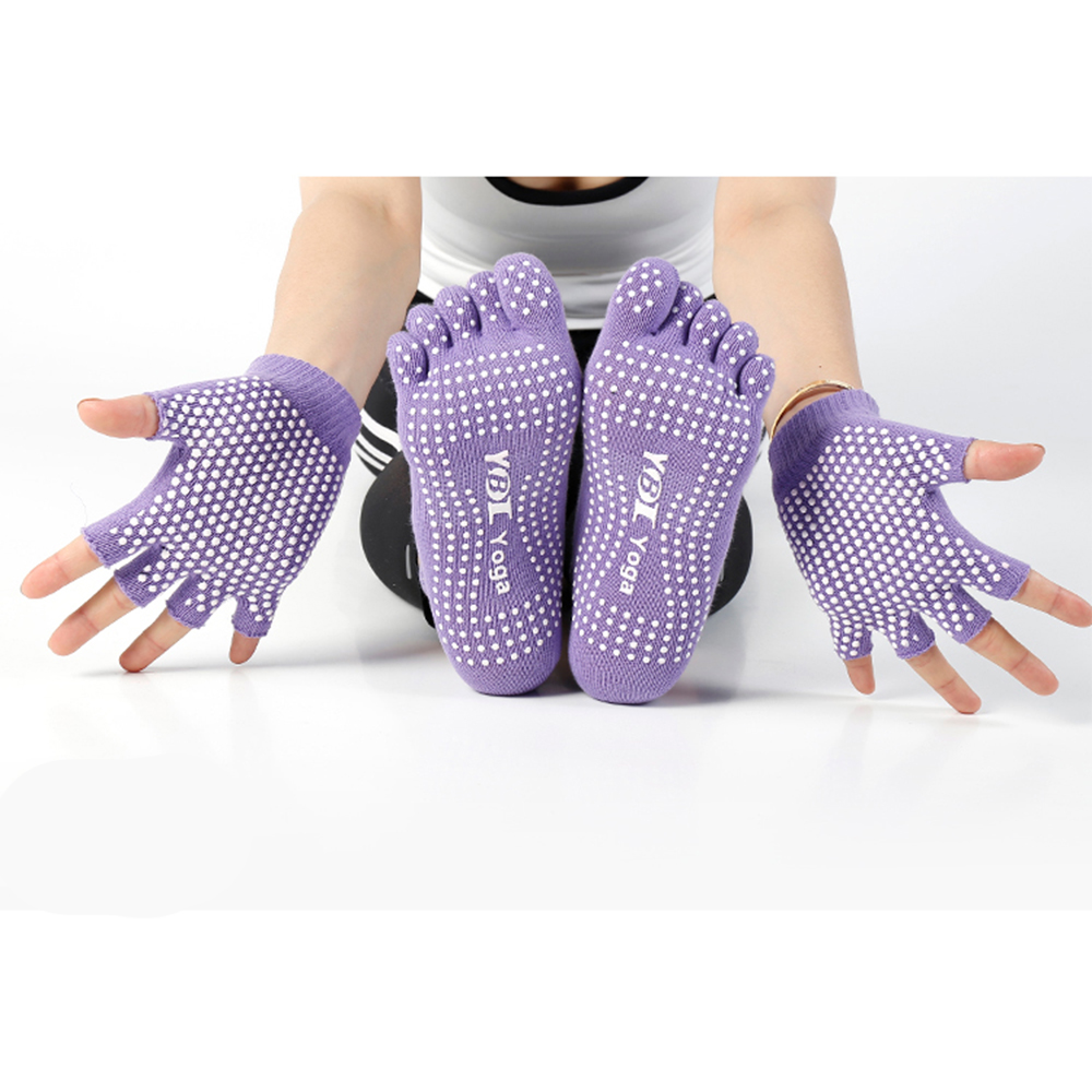 Set van 5 teen full teen yogasokken en handschoenen